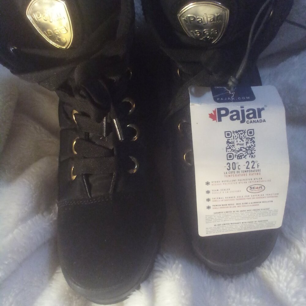 Pajar Canada Black w/Gold Accent Snow Boots (Quilted) Size: 8-8.5 NWT - Picture 7 of 10